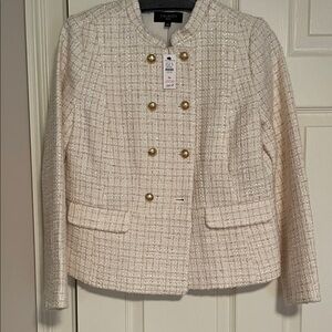 Talbots Cream Tweed Blazer with Gold Accents Matching jacket on sight